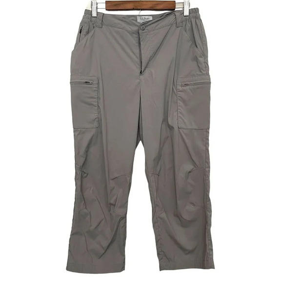 L.L. Bean Tropicwear Capri Cargo Pants Size Medium Gray Zip Pockets - Picture 1 of 5